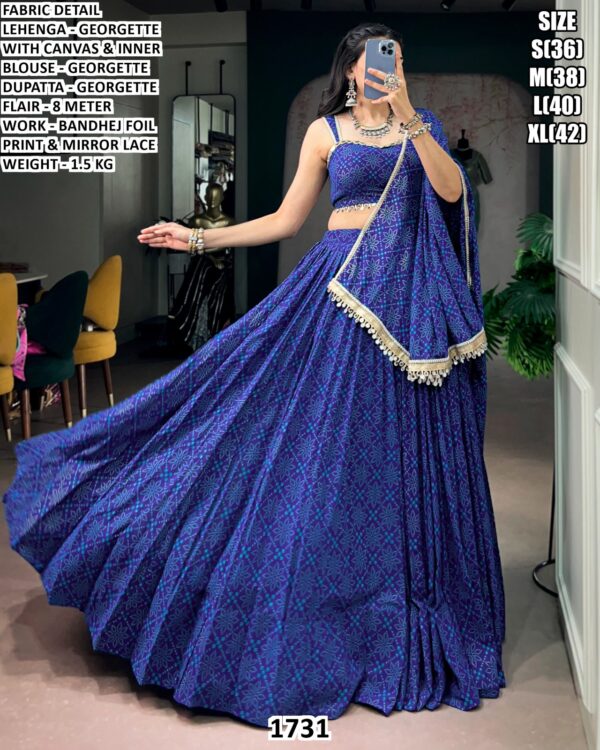 Designer Lehenga Choli With Foil Print And Dupatta