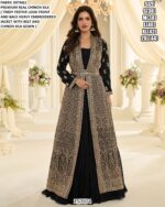Premium Chinon Silk Gown With Embroidered Jacket