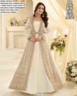 Premium Chinon Silk Gown With Embroidered Jacket