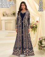 Premium Chinon Silk Gown With Embroidered Jacket