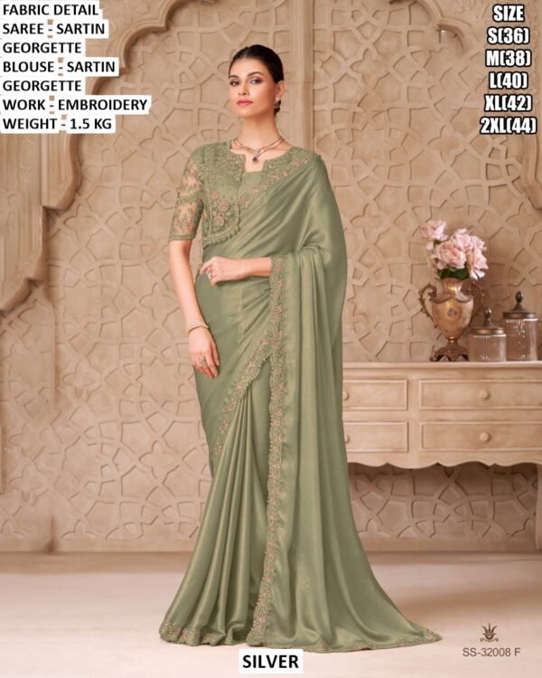 Designer Embroidered Saree With Matching Blouse