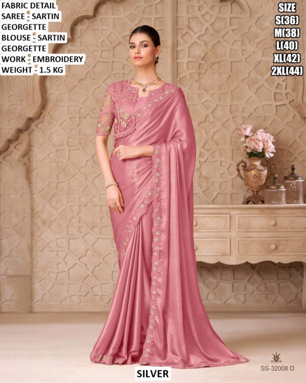 Designer Embroidered Saree With Matching Blouse