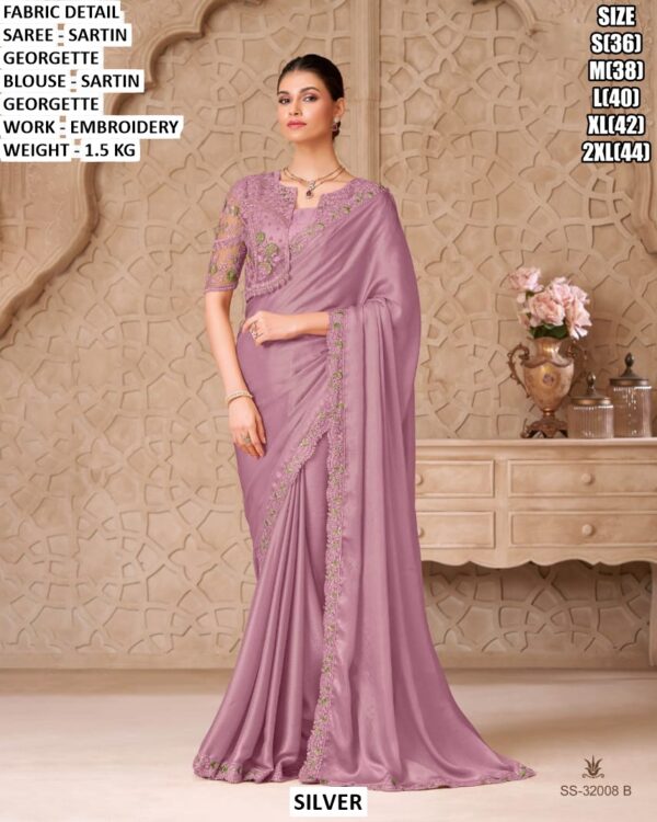 Designer Embroidered Saree With Matching Blouse