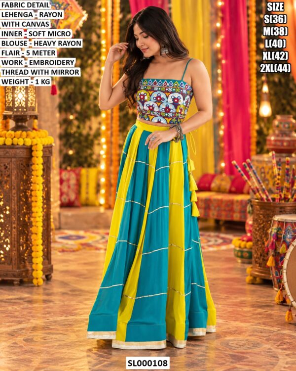 Designer Rayon Mirror Work Lehenga Choli For Navratri