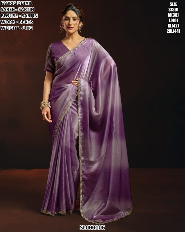 Trendy Satin Saree With Matching Blouse For Women