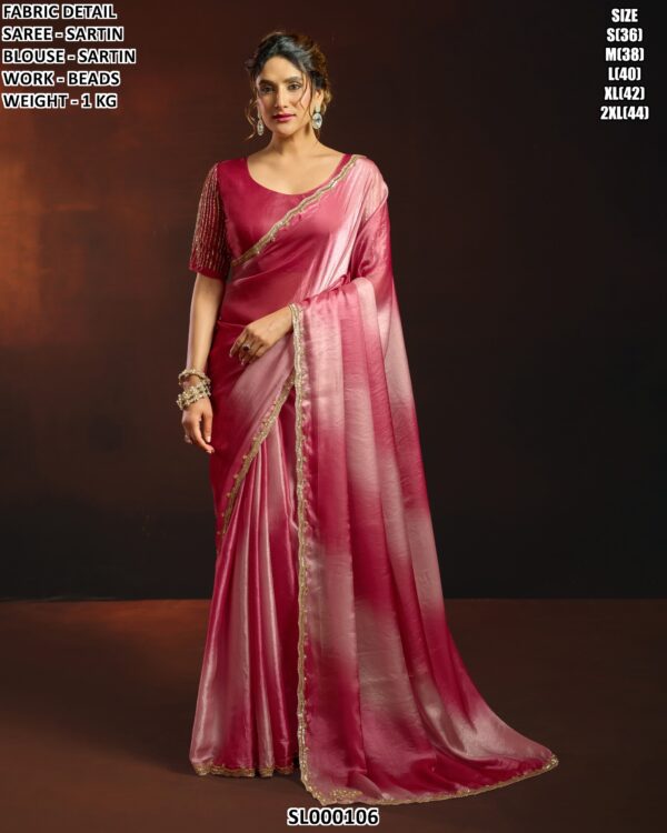 Trendy Satin Saree With Matching Blouse For Women