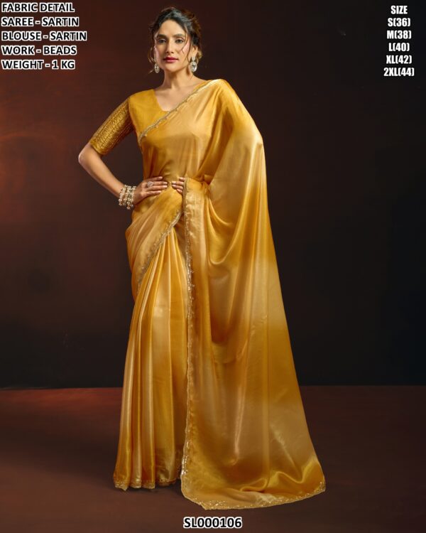 Trendy Satin Saree With Matching Blouse For Women