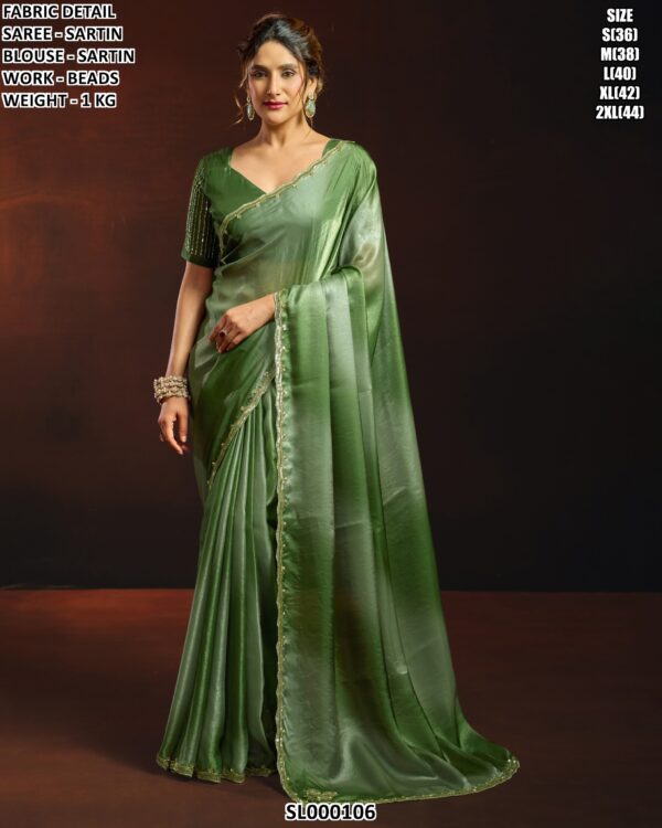 Trendy Satin Saree With Matching Blouse For Women