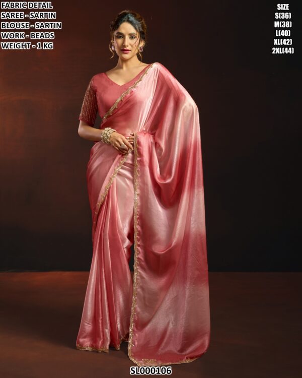 Trendy Satin Saree With Matching Blouse For Women
