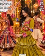 Mirror Lace Garba Lehenga Choli Set For Navratri