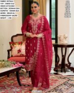 Shimmer Silk Mirror Work Kurti Pant Dupatta Set