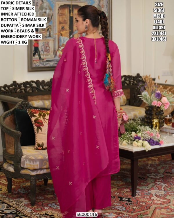 Shimmer Silk Mirror Work Kurti Pant Dupatta Set