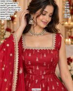 Embroidered Anarkali Suit With Sequence And Lace Detail
