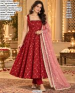 Embroidered Anarkali Suit With Sequence And Lace Detail