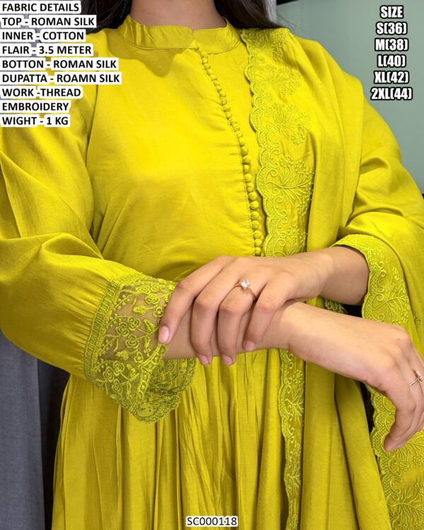 Roman Silk Thread Embroidered Anarkali Suit