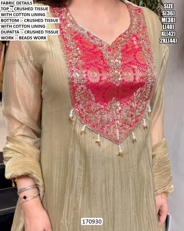 Designer Crushed Tissue Kurti Set With Dupatta