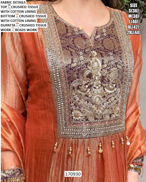 Designer Crushed Tissue Kurti Set With Dupatta