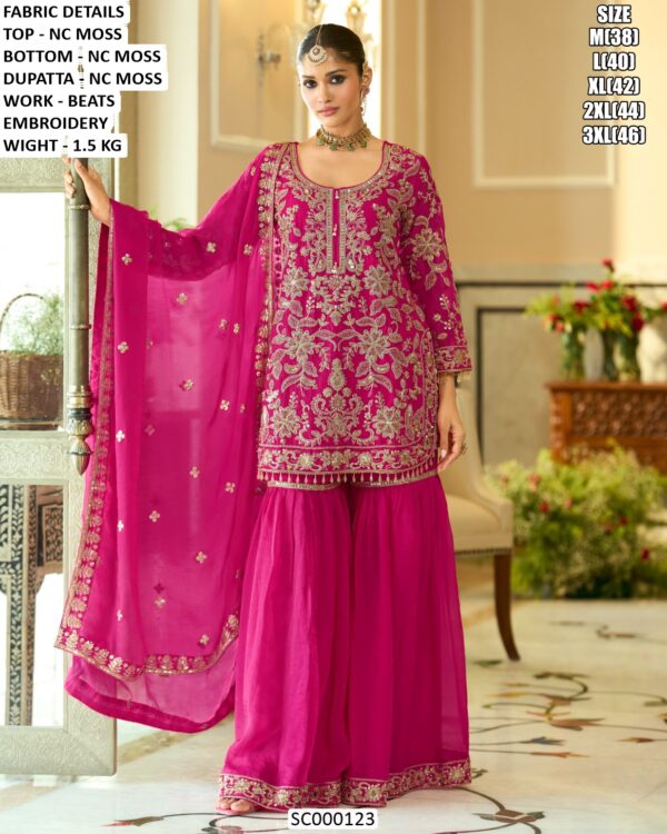 Beautiful Bead Embroidered Ethnic Sharara Suit