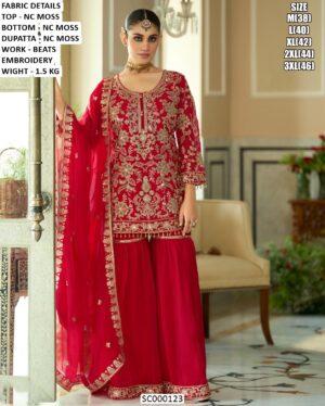 Beautiful Bead Embroidered Ethnic Sharara Suit