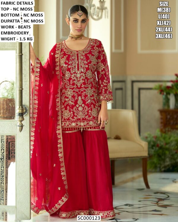 Beautiful Bead Embroidered Ethnic Sharara Suit