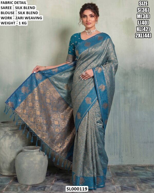 Beautiful Woven Saree With Matching Blouse