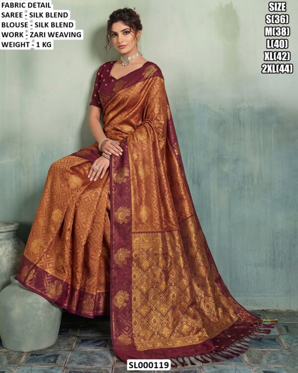 Beautiful Woven Saree With Matching Blouse