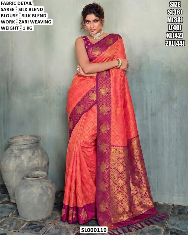 Beautiful Woven Saree With Matching Blouse