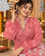 Elegant Organza Kurti With Mirror Work
