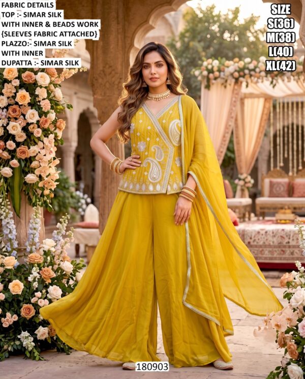 Premium Beads Work Palazzo Outfit For Women