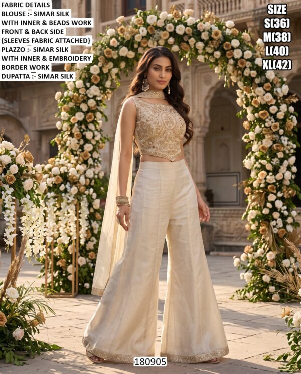 Premium Beads Work Palazzo Outfit For Women