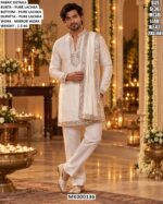 Men’s Mirror Work Kurta Set With Dupatta