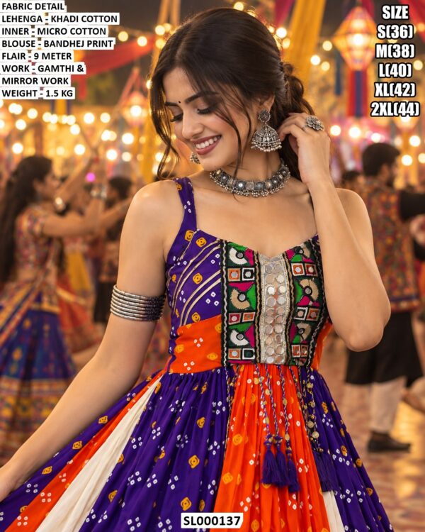 Gamthi Mirror Work Garba Lehenga For Navratri