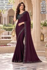 Premium Satin Georgette Saree With Embroidered Border