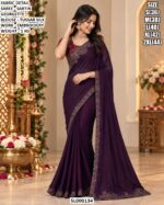 Premium Satin Georgette Saree With Embroidered Border