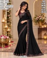 Premium Satin Georgette Saree With Embroidered Border