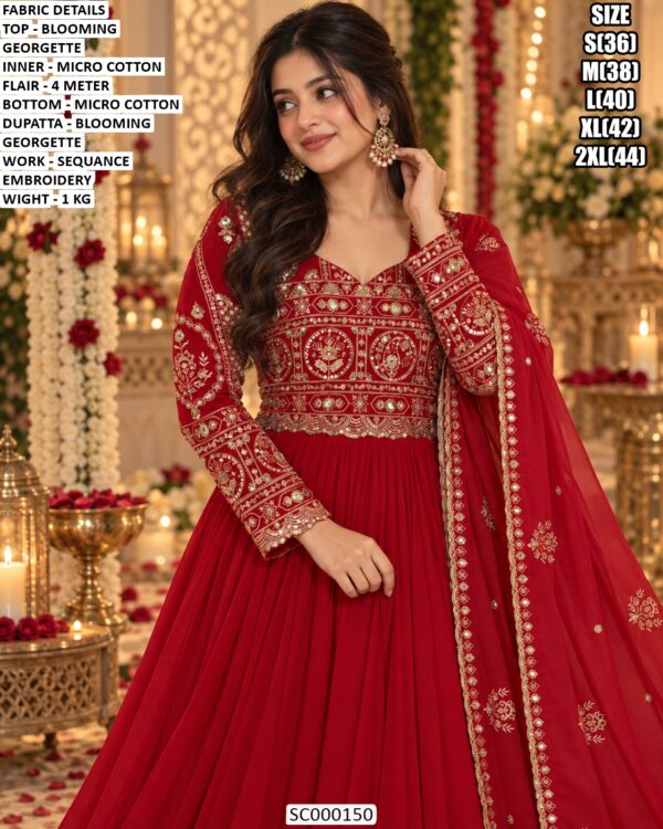 Designer Sequence Work Anarkali With Matching Dupatta