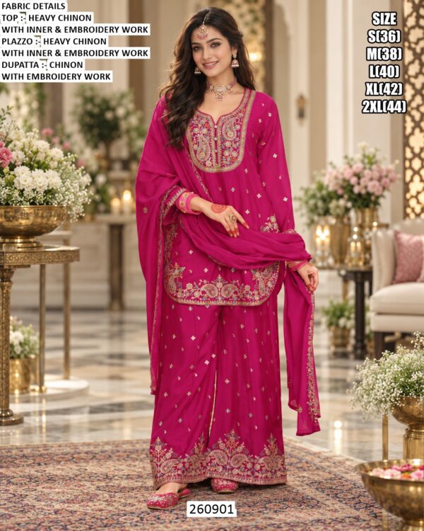 Festive Chinon Ethnic Wear Set For Women