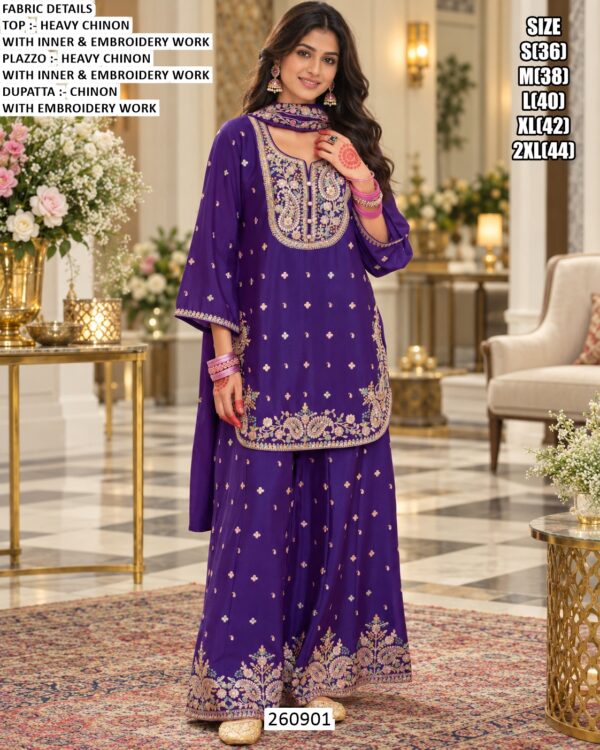 Festive Chinon Ethnic Wear Set For Women