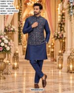 Men’s Silk Kurta Pajama With Jacquard Jacket