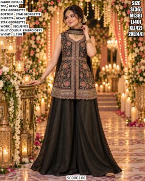 Traditional Georgette Embroidery Palazzo Set