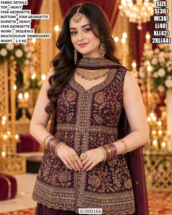 Traditional Georgette Embroidery Palazzo Set
