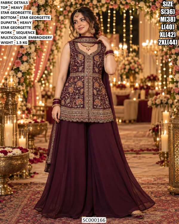 Traditional Georgette Embroidery Palazzo Set