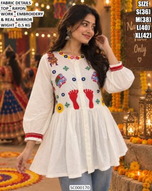 Women's Embroidered Rayon Tunic For Festive Wear