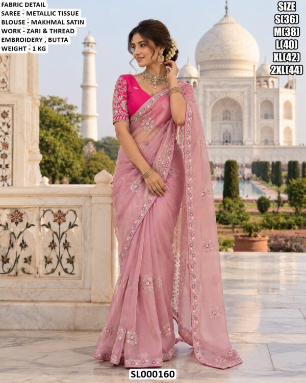 Stylish Saree With Zari And Thread Embroidery