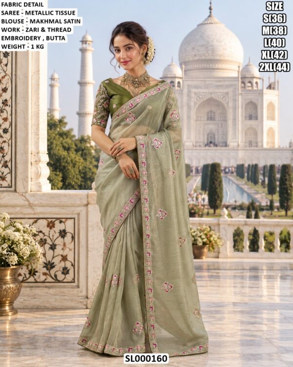 Stylish Saree With Zari And Thread Embroidery