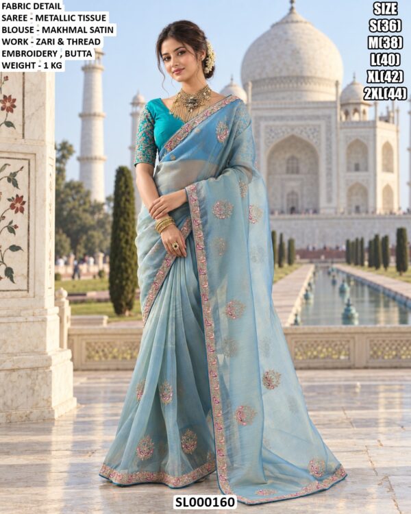 Stylish Saree With Zari And Thread Embroidery