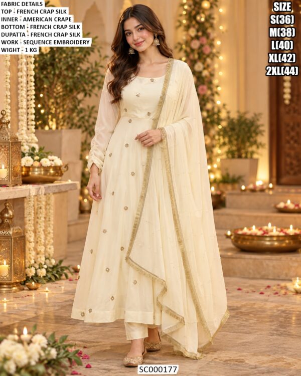 Designer French Crepe Silk Kurta Pant Set