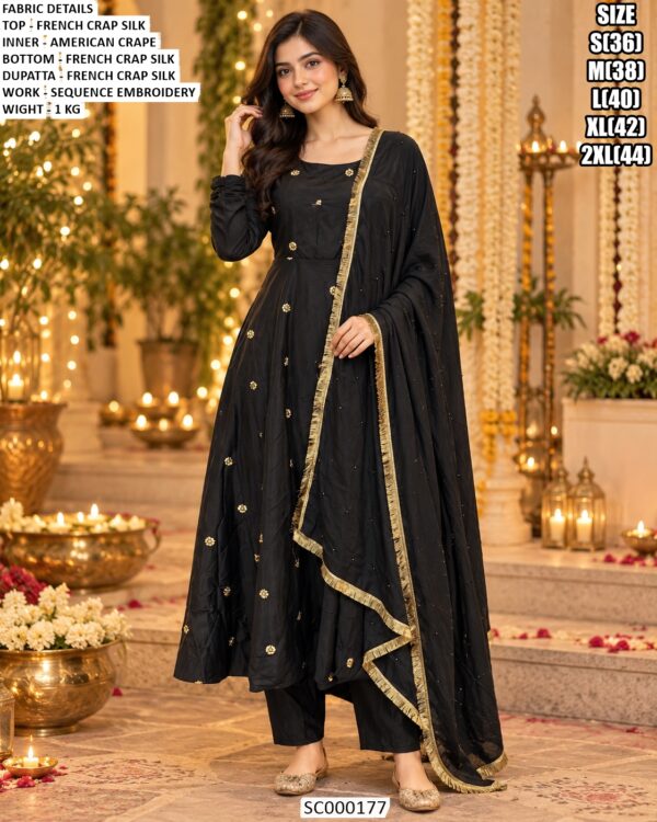 Designer French Crepe Silk Kurta Pant Set