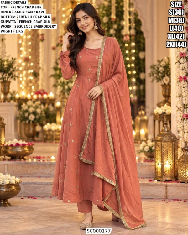 Designer French Crepe Silk Kurta Pant Set