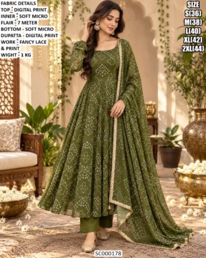Designer Digital Print Anarkali Suit With Dupatta
